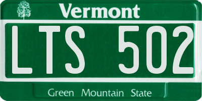 VT license plate LTS502