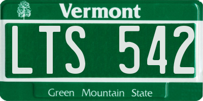 VT license plate LTS542