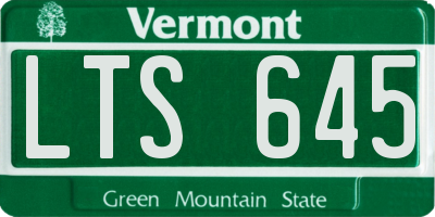VT license plate LTS645