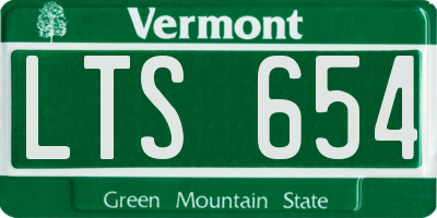 VT license plate LTS654