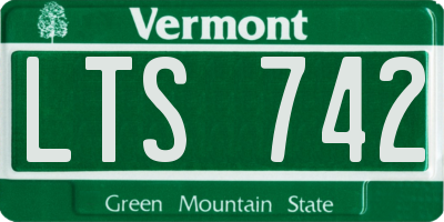 VT license plate LTS742