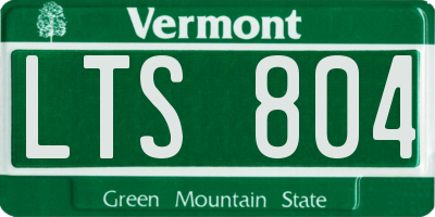 VT license plate LTS804
