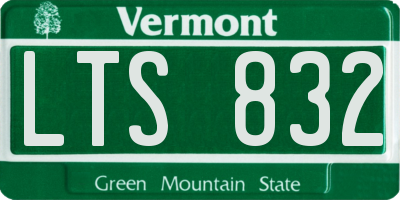 VT license plate LTS832