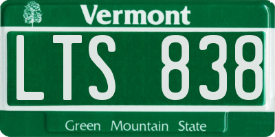 VT license plate LTS838