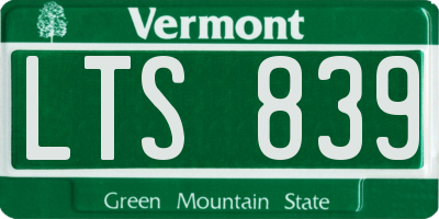 VT license plate LTS839