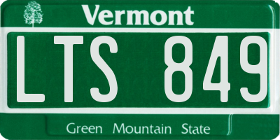 VT license plate LTS849