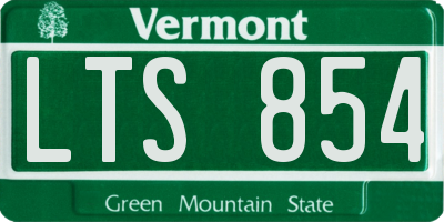 VT license plate LTS854