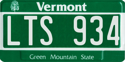 VT license plate LTS934