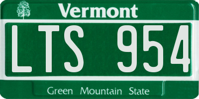 VT license plate LTS954