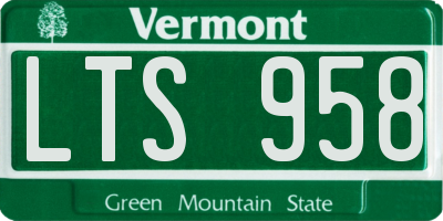 VT license plate LTS958