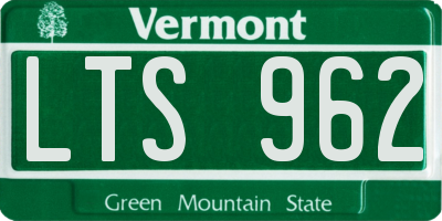 VT license plate LTS962