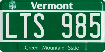 VT license plate LTS985