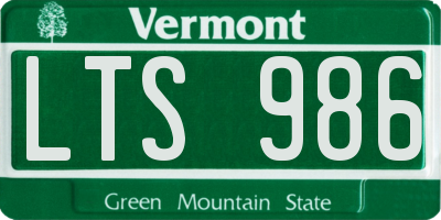 VT license plate LTS986
