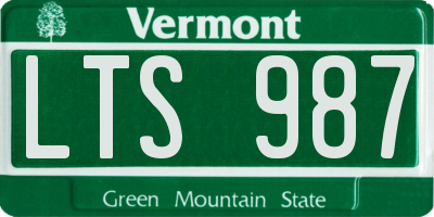 VT license plate LTS987