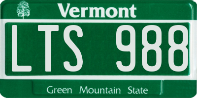 VT license plate LTS988