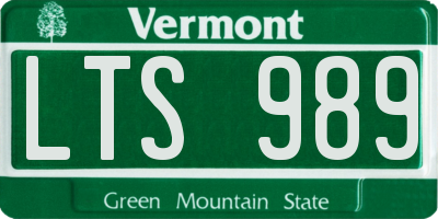 VT license plate LTS989