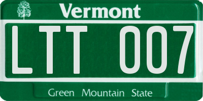 VT license plate LTT007