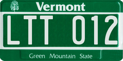 VT license plate LTT012