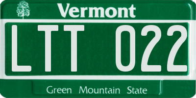 VT license plate LTT022