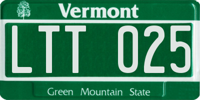 VT license plate LTT025