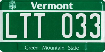 VT license plate LTT033
