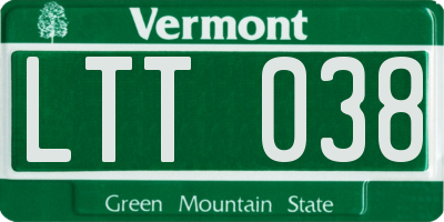 VT license plate LTT038