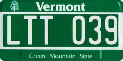 VT license plate LTT039