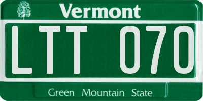 VT license plate LTT070