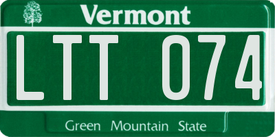 VT license plate LTT074
