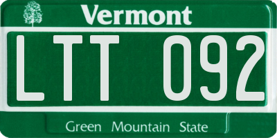 VT license plate LTT092