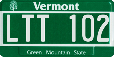 VT license plate LTT102