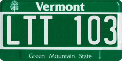 VT license plate LTT103
