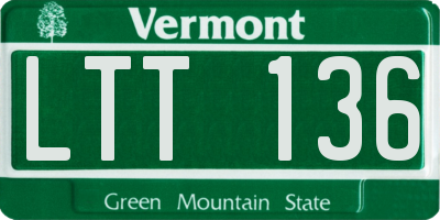 VT license plate LTT136
