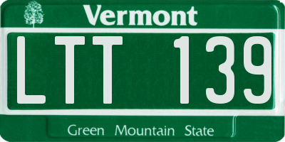 VT license plate LTT139