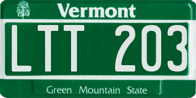 VT license plate LTT203