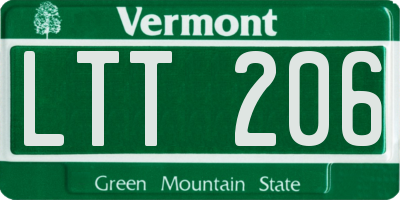 VT license plate LTT206