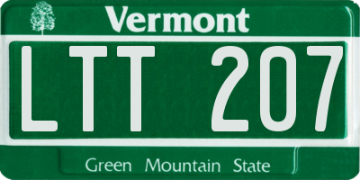 VT license plate LTT207