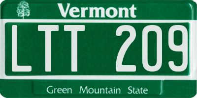 VT license plate LTT209