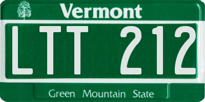 VT license plate LTT212