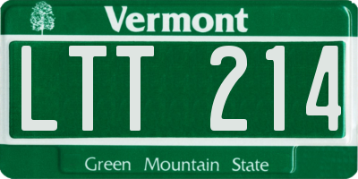 VT license plate LTT214