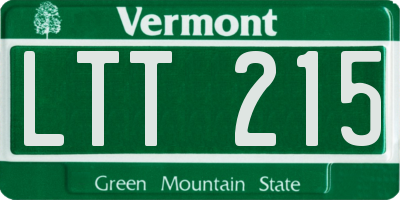 VT license plate LTT215
