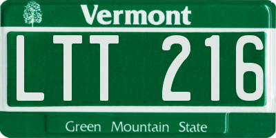 VT license plate LTT216