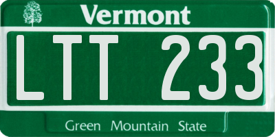 VT license plate LTT233