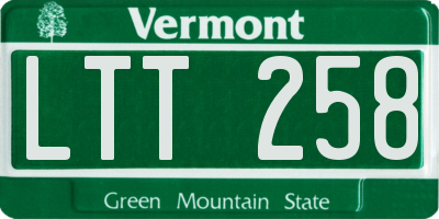 VT license plate LTT258