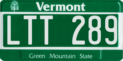 VT license plate LTT289