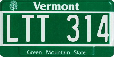 VT license plate LTT314