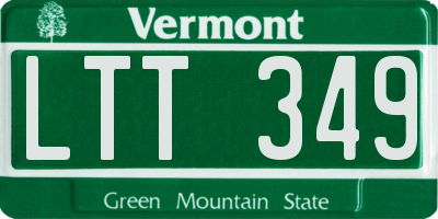VT license plate LTT349