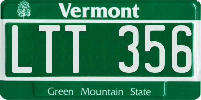 VT license plate LTT356