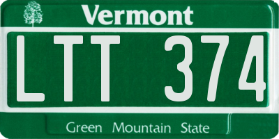 VT license plate LTT374