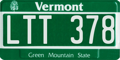 VT license plate LTT378